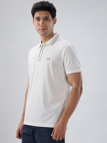 Spykar Men White Solid Regular Fit T-Shirt