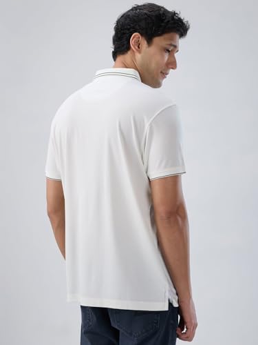 Spykar Men White Solid Regular Fit T-Shirt