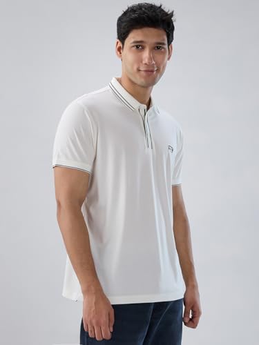 Spykar Men White Solid Regular Fit T-Shirt