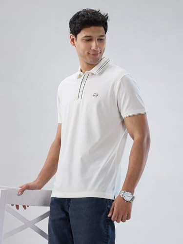 Spykar Men White Solid Regular Fit T-Shirt