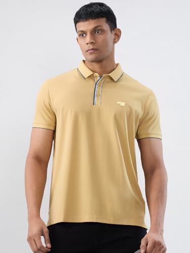 Spykar Men Yellow Solid Regular Fit T-Shirt