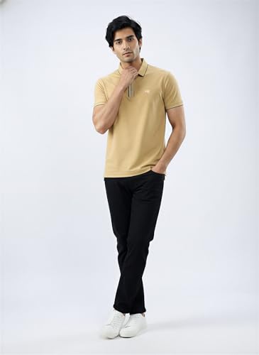 Spykar Men Yellow Solid Regular Fit T-Shirt