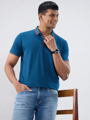 Spykar Men Blue Solid Regular Fit T-Shirt