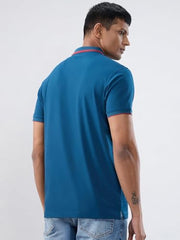 Spykar Men Blue Solid Regular Fit T-Shirt
