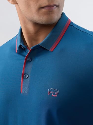 Spykar Men Blue Solid Regular Fit T-Shirt