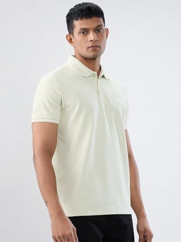 Men Spykar Green Solid Regular Fit T-Shirt