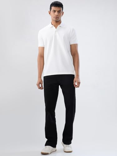 Men Spykar White Solid Regular Fit T-Shirt