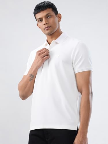 Men Spykar White Solid Regular Fit T-Shirt