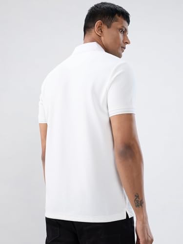 Men Spykar White Solid Regular Fit T-Shirt