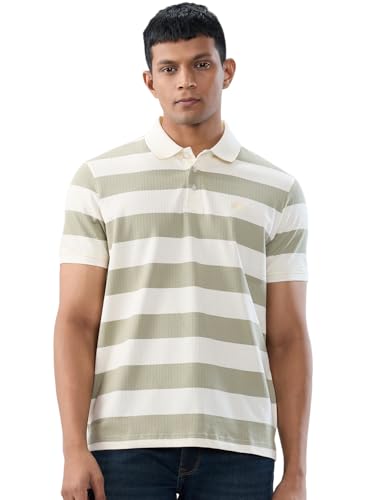 Spykar Men Green Stripe Regular Fit T-Shirt