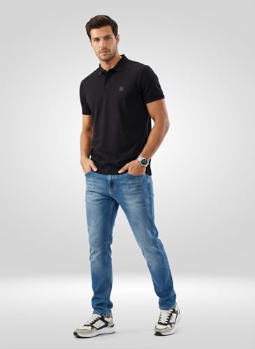 Men Spykar Black Solid Regular Fit T-Shirt