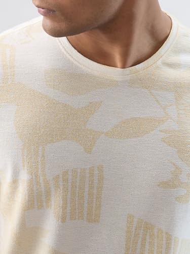 Men Spykar White Print Regular Fit T-Shirt
