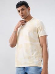 Men Spykar White Print Regular Fit T-Shirt