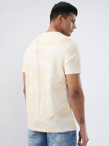 Men Spykar White Print Regular Fit T-Shirt