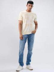 Men Spykar White Print Regular Fit T-Shirt