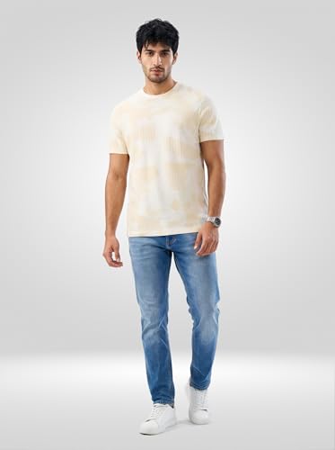 Men Spykar White Print Regular Fit T-Shirt