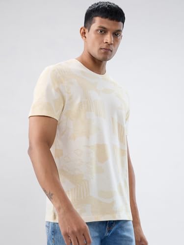 Men Spykar White Print Regular Fit T-Shirt