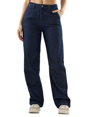 Spykar Women Blue Solid Straight Fit High Rise Jeans