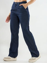 Spykar Women Blue Solid Straight Fit High Rise Jeans