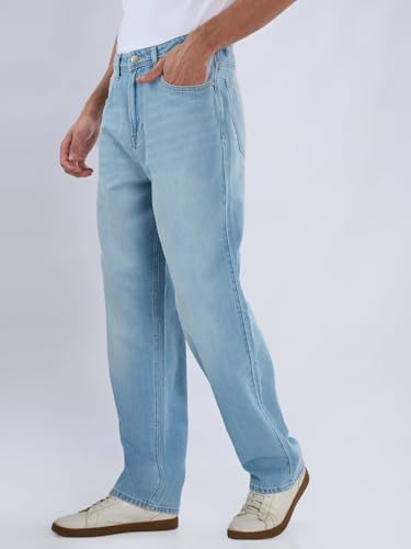 Spykar Men Blue Solid Loose Fit Low Rise Jeans