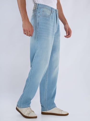 Spykar Men Blue Solid Loose Fit Low Rise Jeans