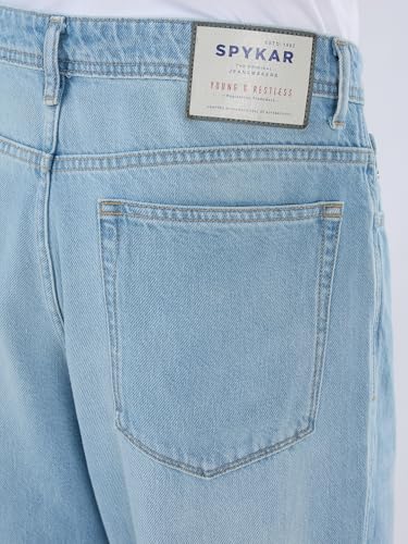 Spykar Men Blue Solid Loose Fit Low Rise Jeans