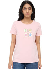 Spykar Pink Graphic Regular Fit T-Shirts for Women
