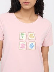 Spykar Pink Graphic Regular Fit T-Shirts for Women