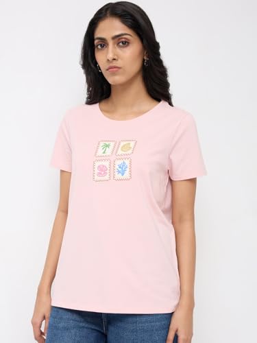 Spykar Pink Graphic Regular Fit T-Shirts for Women
