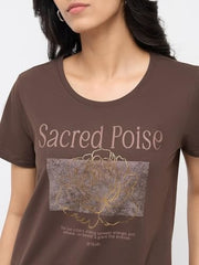 Spykar Brown Graphic Regular Fit T-Shirts for Women