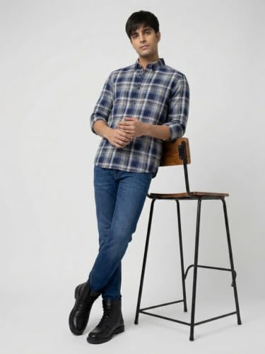 Spykar Blue Regular Fit Shirt for Men