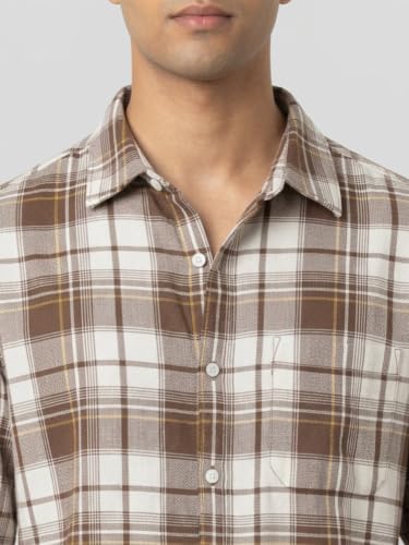 Spykar Brown Regular Fit Shirt for Men