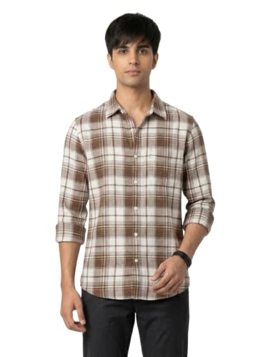 Spykar Brown Regular Fit Shirt for Men
