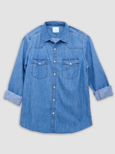 Spykar Mid Blue Regular Fit Shirt for Men
