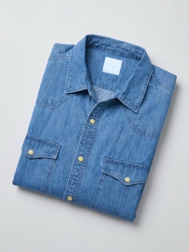 Spykar Mid Blue Regular Fit Shirt for Men
