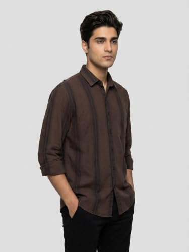 Spykar Brown Regular Fit Shirt for Men