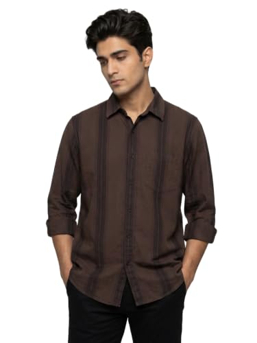 Spykar Brown Regular Fit Shirt for Men