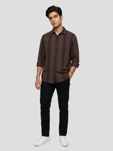 Spykar Brown Regular Fit Shirt for Men