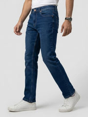 Spykar Dark Blue Relaxed Fit Mid Rise Jeans for Men