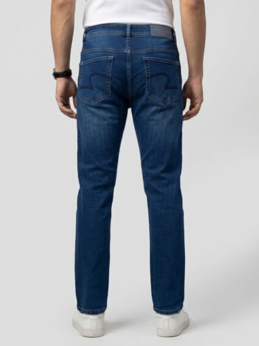Spykar Dark Blue Relaxed Fit Mid Rise Jeans for Men