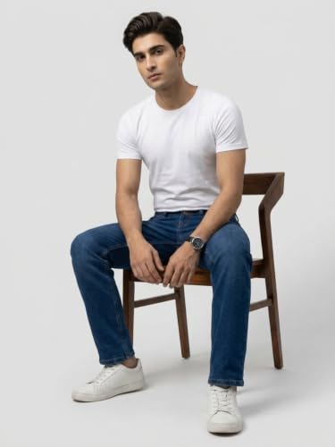 Spykar Dark Blue Relaxed Fit Mid Rise Jeans for Men