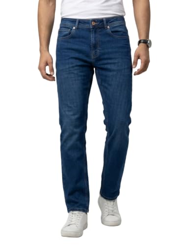 Spykar Dark Blue Relaxed Fit Mid Rise Jeans for Men