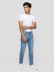 Spykar Mid Blue Comfort Fit Mid Rise Jeans for Men