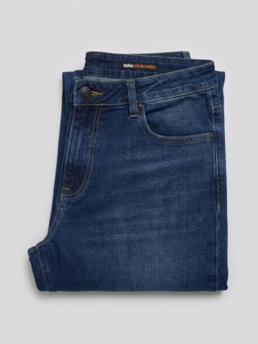 Spykar Dark Blue Comfort Fit Mid Rise Jeans for Men