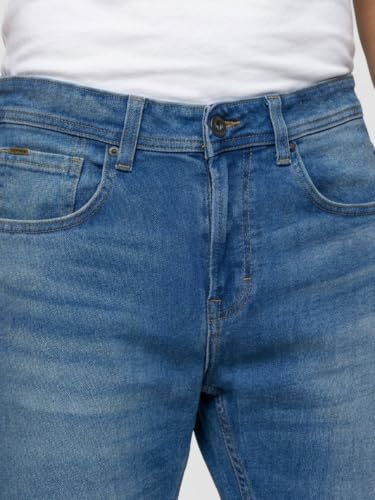 Spykar Vintage Blue Comfort Fit Mid Rise Jeans for Men
