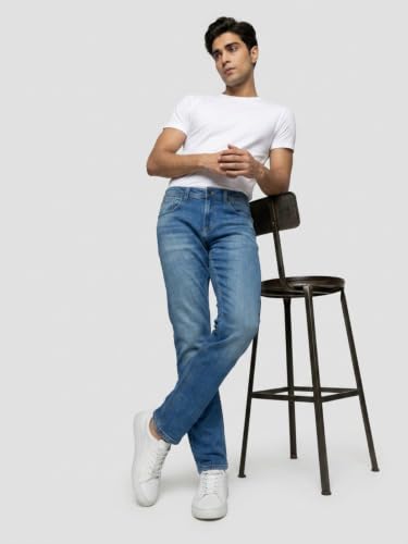 Spykar Vintage Blue Comfort Fit Mid Rise Jeans for Men