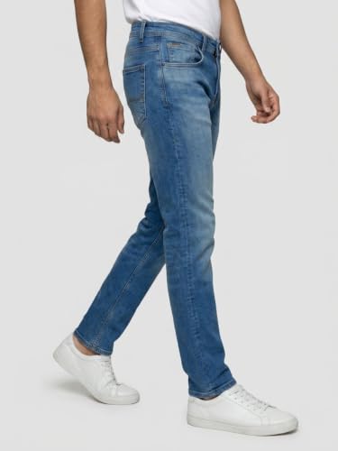 Spykar Vintage Blue Comfort Fit Mid Rise Jeans for Men