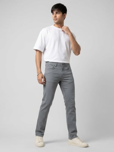 Spykar Grey Regular Fit Mid Rise Jeans for Men