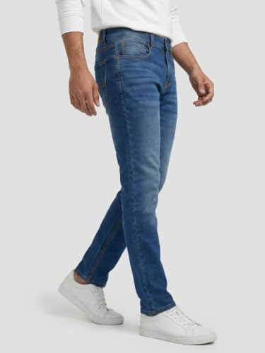 Spykar Mid Blue Regular Fit Mid Rise Jeans for Men