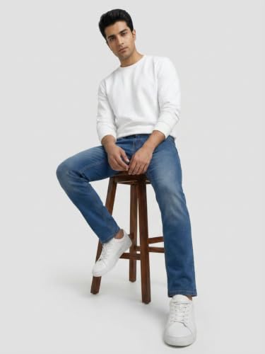 Spykar Mid Blue Regular Fit Mid Rise Jeans for Men